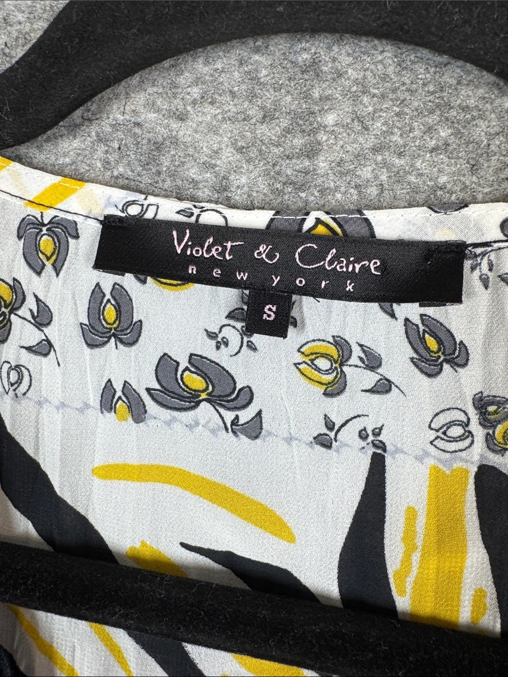 Violet & Claire Patchwork Print Y2K Blouse Yellow Black Small Boho Peplum Top - Picture 4 of 12